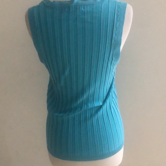 Camille la vie Blue Turquoise top w bling zipper - Ribbed - Sleeveless Size M - Picture 5 of 7